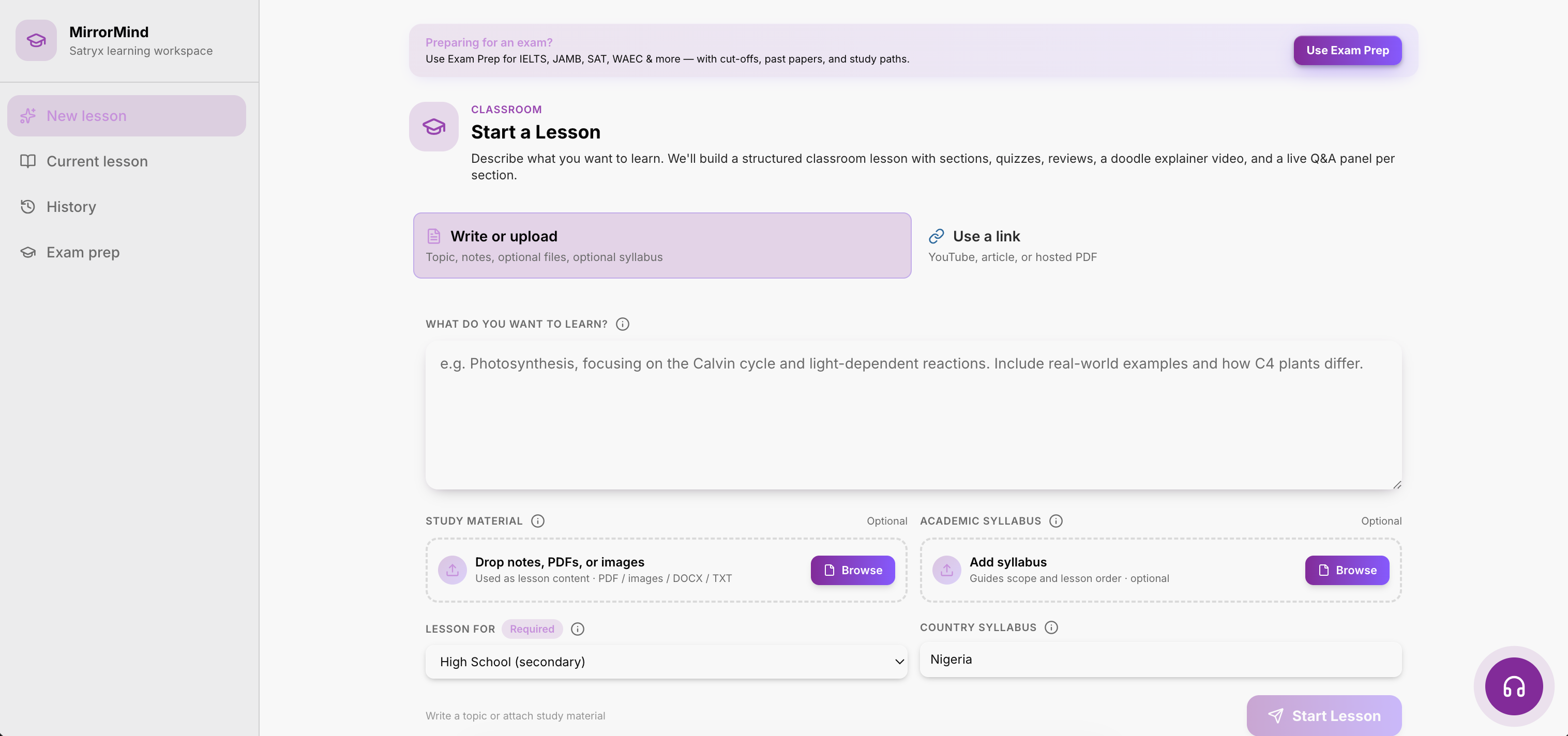 MirrorMingo lesson builder